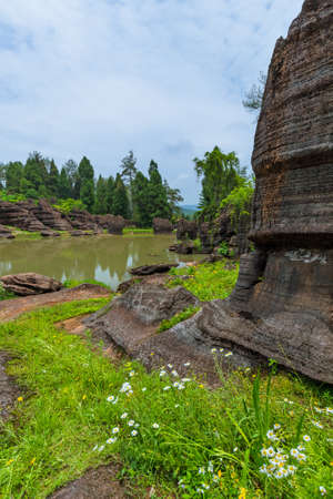 Park of red stones Hongshilin at Hunan China - nature backgroundの写真素材