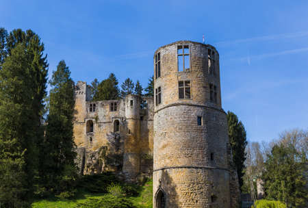 Beaufort castle ruins in Luxembourg - architecture backgroundの写真素材
