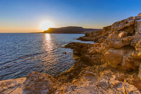 Cape Greco on Cyprus at sunset - nature backgroundの写真素材