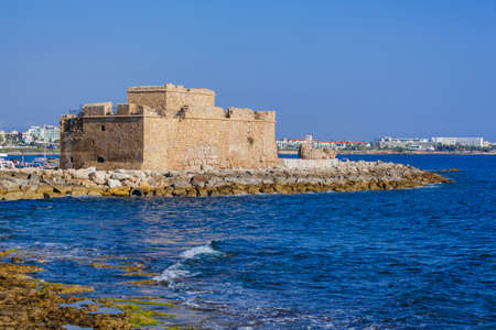 Old historical castle in Paphos Cyprus - architecture backgroundの写真素材
