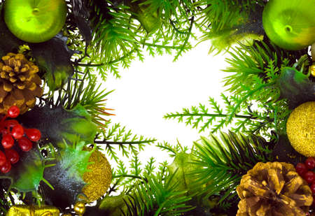 Christmas wreath isolated on white backgroundの写真素材