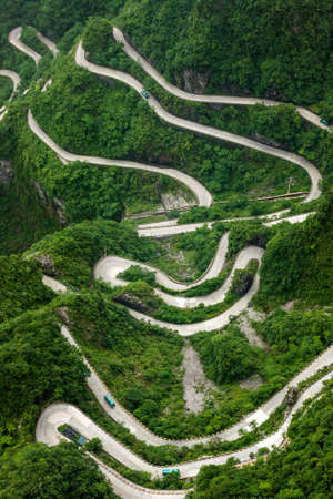 Mountains road in Tianmenshan nature park - China - travel backgroundの写真素材