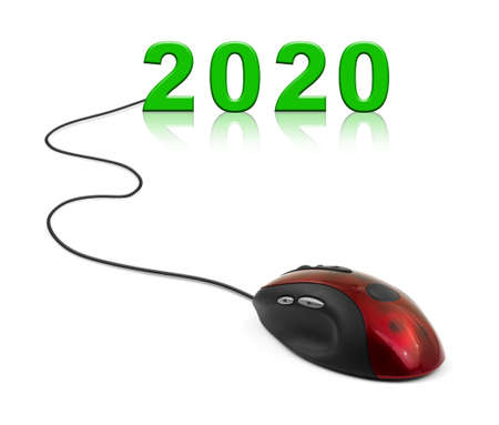 Computer mouse and 2020 - new year conceptの写真素材