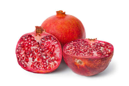 Big ripe pomegranate isolated on white backgroundの写真素材