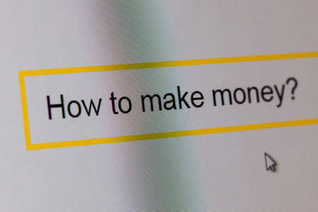 Words How to make money? in search bar on computer monitor - technology background
