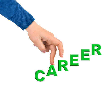 Hand and stairs Career isolated on white backgroundの写真素材