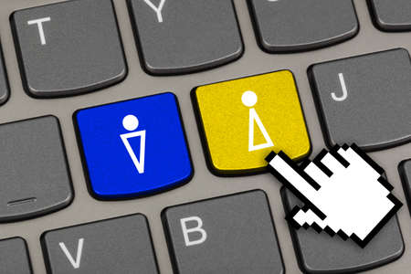 Computer keyboard with man and woman keys