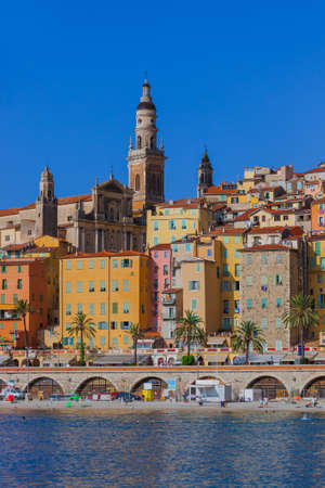 Town Menton in France - travel and architecture backgroundの写真素材