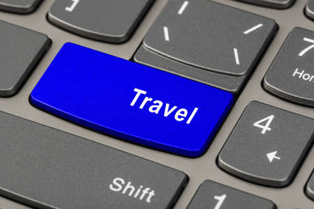 Computer keyboard with Travel key - technology background
