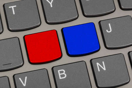 Computer notebook keyboard with two blank keys - technology concept