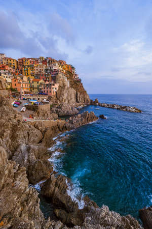 Manarola in Cinque Terre - Italy - architecture backgroundの写真素材
