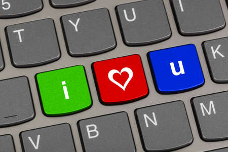 Computer keyboard with I love You keys - internet conceptの写真素材