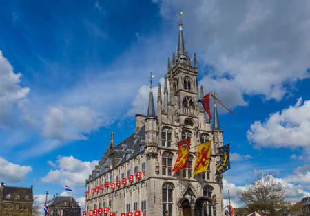 City hall in Gouda - Netherlands - architecture backgroundの写真素材