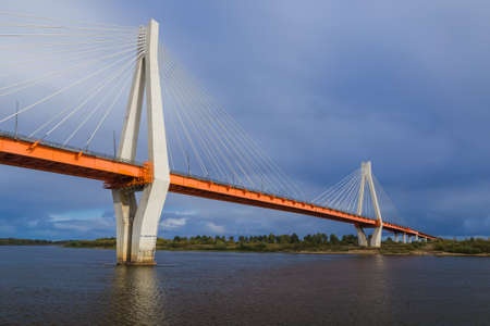 Cable-stayed bridge in the city of Murom - Vladimir Region - Russiaの写真素材