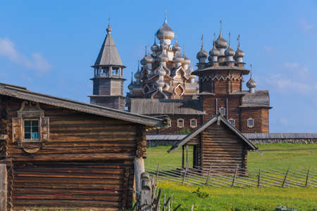 Famous wooden buildings on the island Kizhi Russia - architecture backgroundのeditorial素材