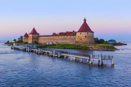 Fortress Oreshek on a small island on the Neva River - Leningrad Region - Russiaのeditorial素材