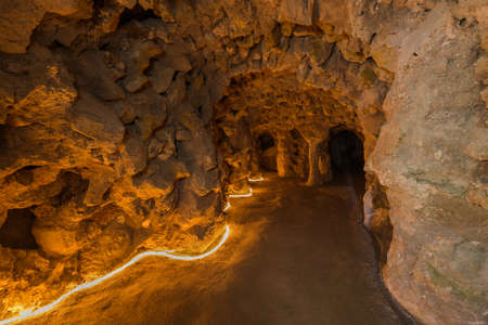 Underground tunnel in Castle Quinta da Regaleira - Sintra Portugal - travel background