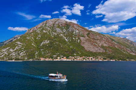 Village Perast on coast of Boka Kotor bay - Montenegro - nature and architecture background