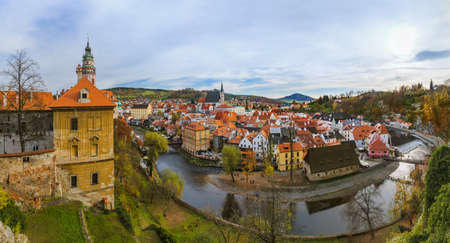 Cesky Krumlov cityscape in Czech Republic - travel and architecture backgroundのeditorial素材