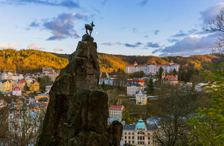 Deer sculpture in Karlovy Vary - Czech Republic - travel and architecture backgroundのeditorial素材