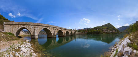 Old Bridge on Drina river in Visegrad - Bosnia and Herzegovina - architecture travel backgroundの写真素材