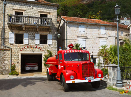 PERAST, MONTENEGRO - SEPTEMBER 08: Fire station on September 08, 2015 in Perast, Montenegro.のeditorial素材