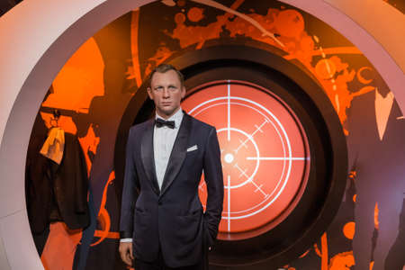AMSTERDAM, NETHERLANDS - APRIL 25, 2017: Daniel Craig wax statue in Madame Tussauds museum on April 25, 2017 in Amsterdam Netherlands.のeditorial素材