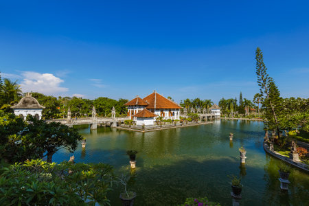 Water Palace Taman Ujung in Bali Island Indonesia - travel and architecture backgroundのeditorial素材