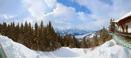 Mountains ski resort Zell am See Austria - nature and sport backgroundのeditorial素材