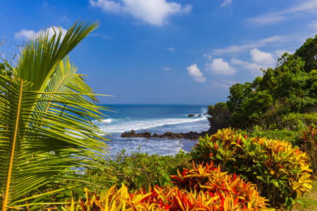 Beach near Tanah Lot Temple in Bali Indonesia - travel backgroundの写真素材