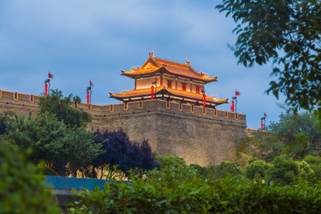 Fortress in old town - Xian China - travel and architecture background