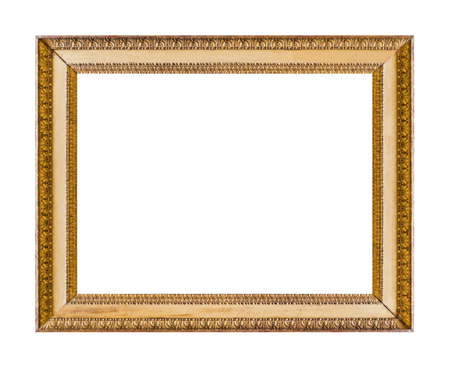 Old wooden picture frame isolated on white backgroundの写真素材