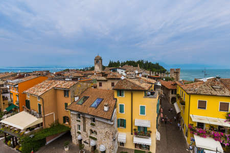 Castle on Lake Garda in Sirmione Italy - architecture backgroundのeditorial素材