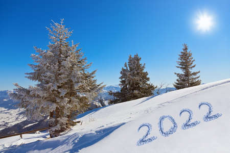 2022 on snow at mountains - St. Gilgen Austria - nature and sport backgroundの写真素材