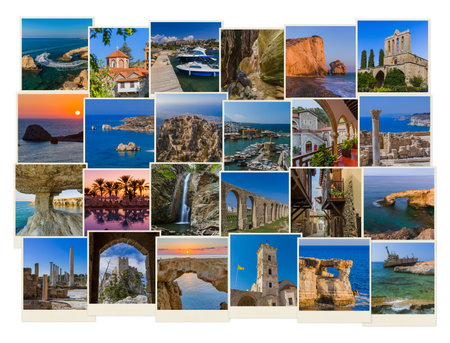 Collage of Cyprus images (my photos) - nature and architecture backgroundの写真素材