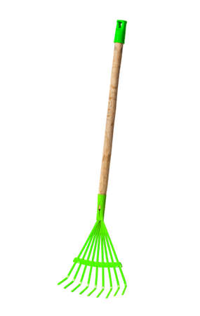 Leaf rake isolated on white backgroundの写真素材