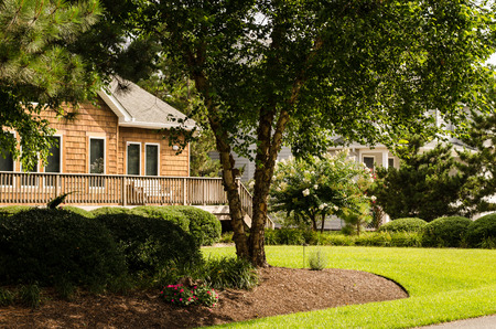 cottage house with gardenのeditorial素材