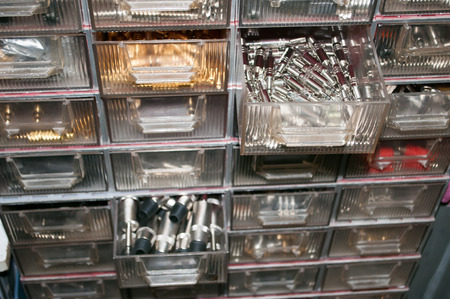 shelf unit for various types of audio connectors