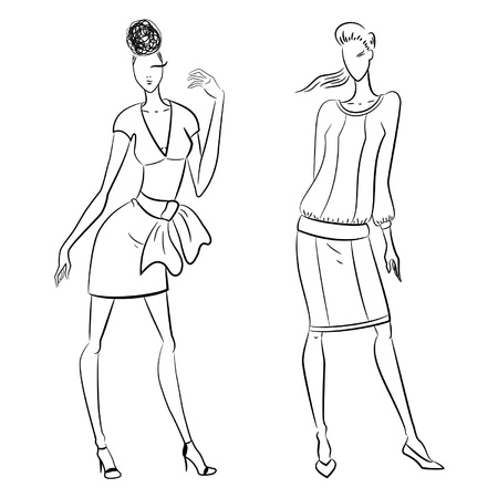  The sketch of women in different posesのイラスト素材