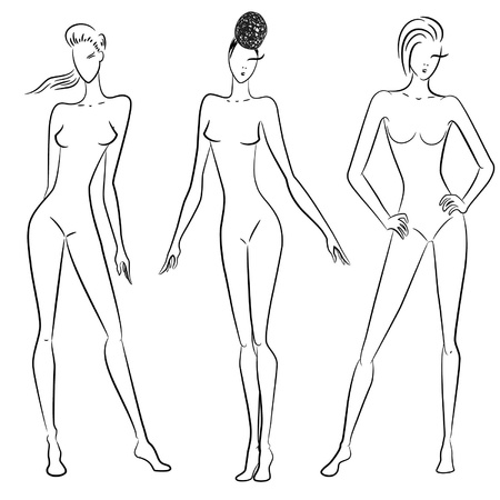  The sketch of women in different posesのイラスト素材