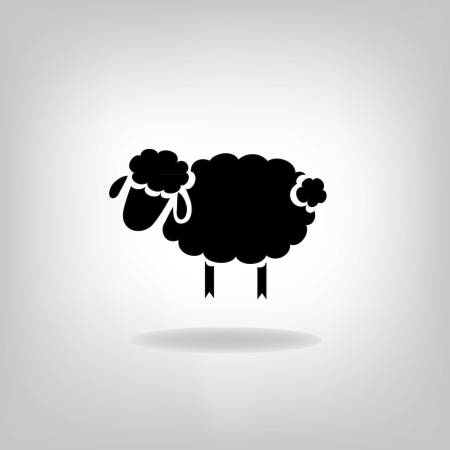 black silhouette of sheep on a light backgroundのイラスト素材
