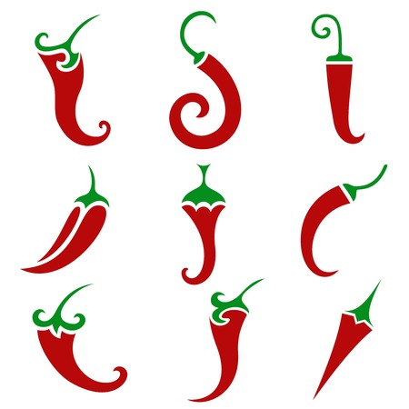 Hot chili pepper vector set isolated on white backgroundのイラスト素材