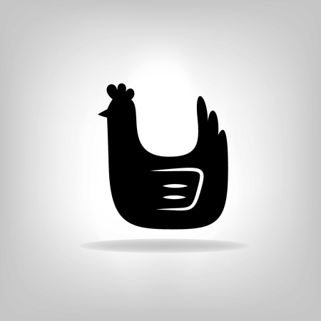 The black stylized chicken on a white backgroundのイラスト素材