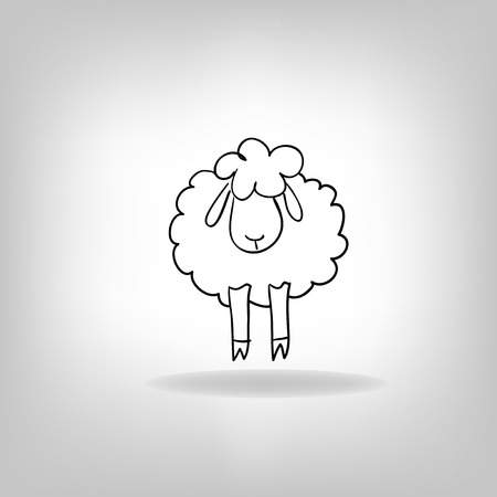 black silhouette of sheep on a light backgroundのイラスト素材