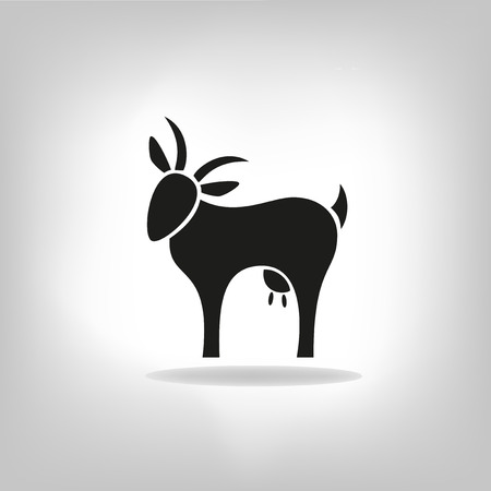 black silhouette of goat on a light backgroundのイラスト素材