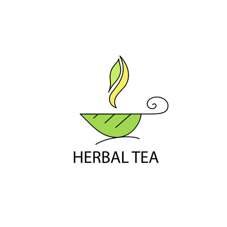 Cup of herbal tea from a leaf  with steamのイラスト素材