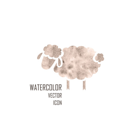 Watercolor silhouette of sheep on a white backgroundのイラスト素材