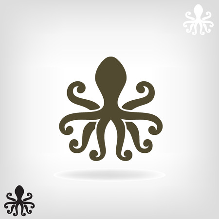Stylized silhouette of an octopus on  light backgroundのイラスト素材