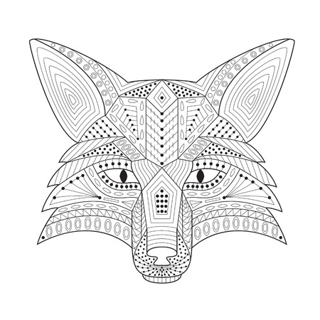 Patterned stylized silhouette of head fox on a light backgroundのイラスト素材