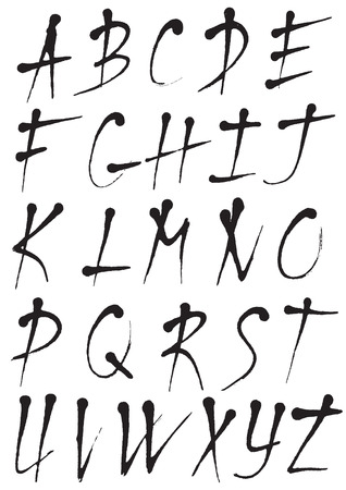 Hand written calligraphic black ink vector alphabetのイラスト素材